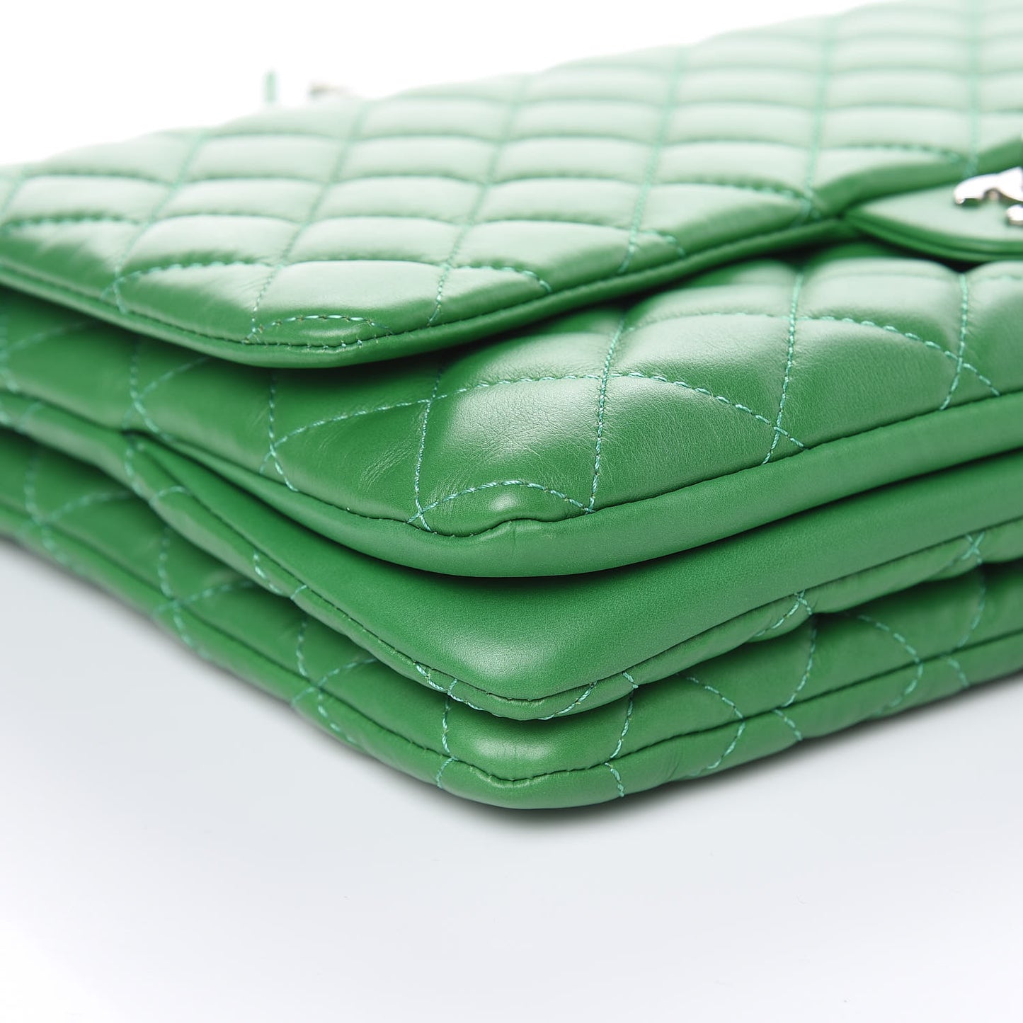 Calfskin Quilted Tender Touch Flap Bag Green