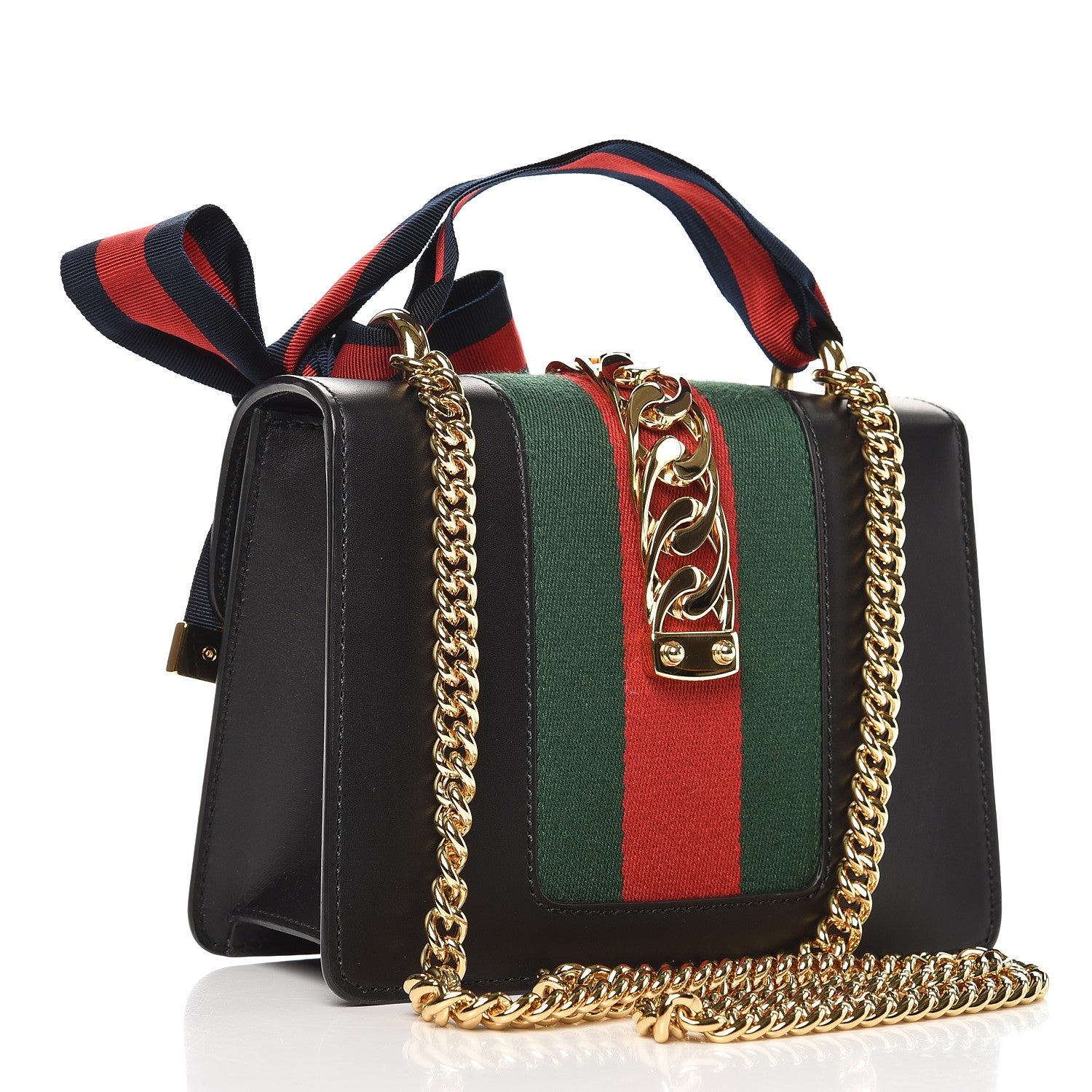 Gucci Calfskin Mini Sylvie Chain Shoulder Bag Black 3 of 8