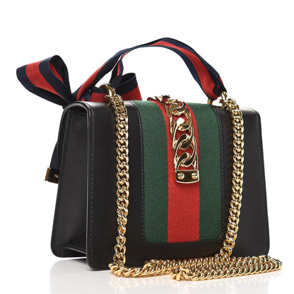Gucci Calfskin Mini Sylvie Chain Shoulder Bag Black 3 of 8