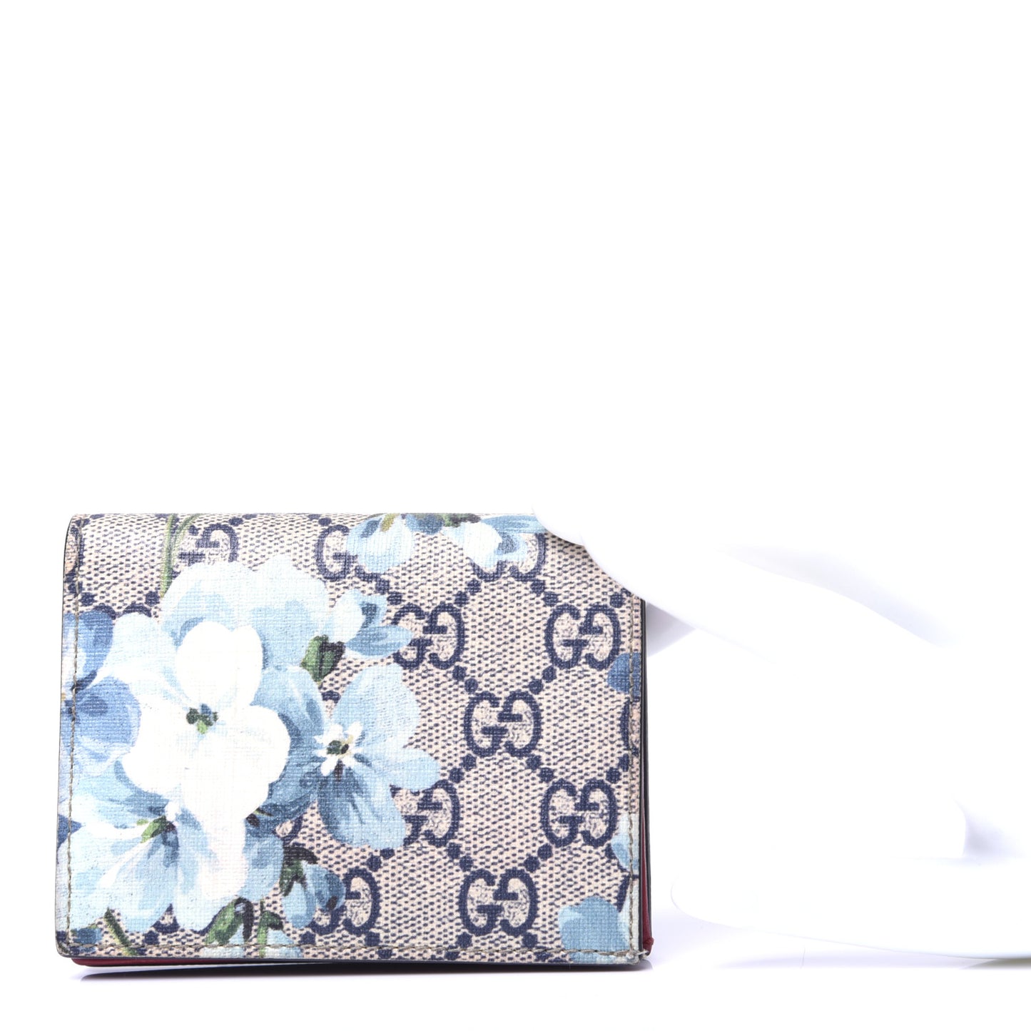 GG Supreme Monogram Blooms Card Case Beige Blue Navy Hibiscus Red