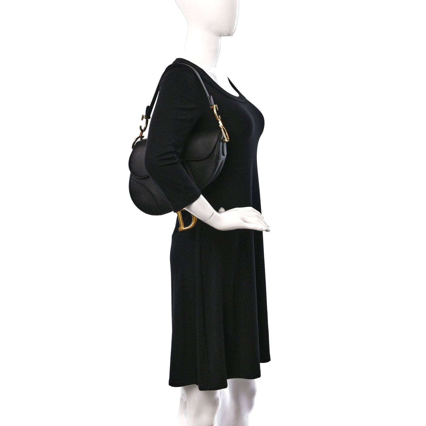 Grained Calfskin Saddle Bag Black