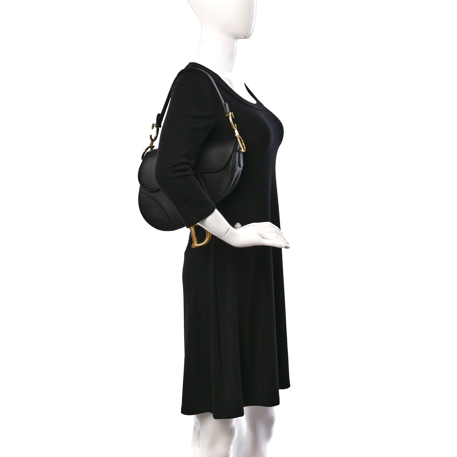 Christian Dior Grained Calfskin Saddle Bag Black 2 of 9