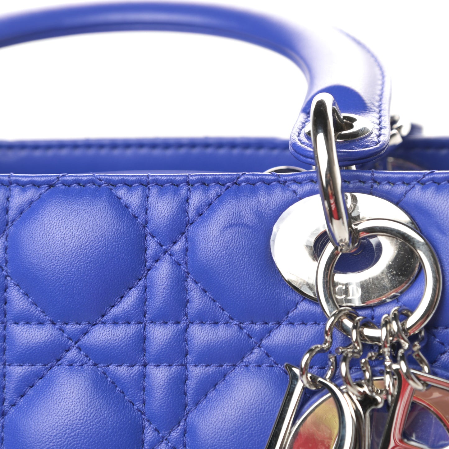 Lambskin Cannage Medium Lady Dior Blue Persan