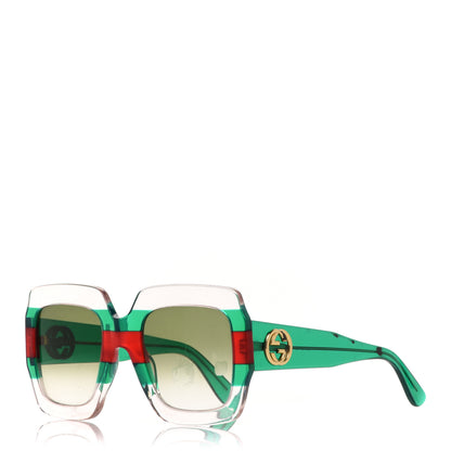 Gucci Square Web Frame GG0178S Sunglasses Green Red 1 of 10