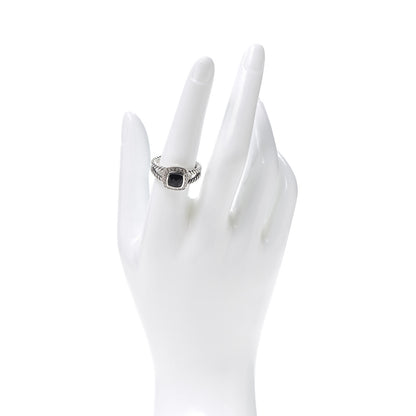 David Yurman Sterling Silver Diamond Black Onyx 7mm Petite Albion Ring 57 8 2 of 6
