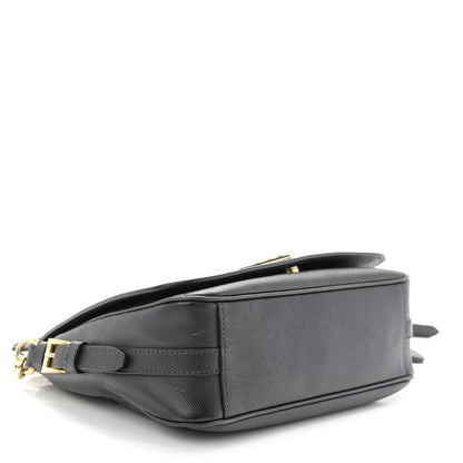 Prada Saffiano Flap Shoulder Bag Black 4 of 17