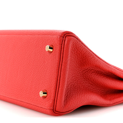 Hermes Taurillon Clemence Kelly Retourne 32 Rouge Tomate 10 of 14