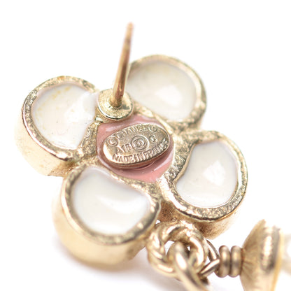 Chanel Resin Pearl CC Flower Drop Earrings Pink Beige 4 of 4
