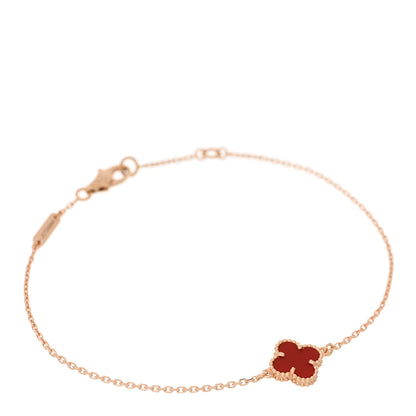 Van Cleef & Arpels 18K Rose Gold Carnelian Sweet Alhambra Bracelet 1 of 3