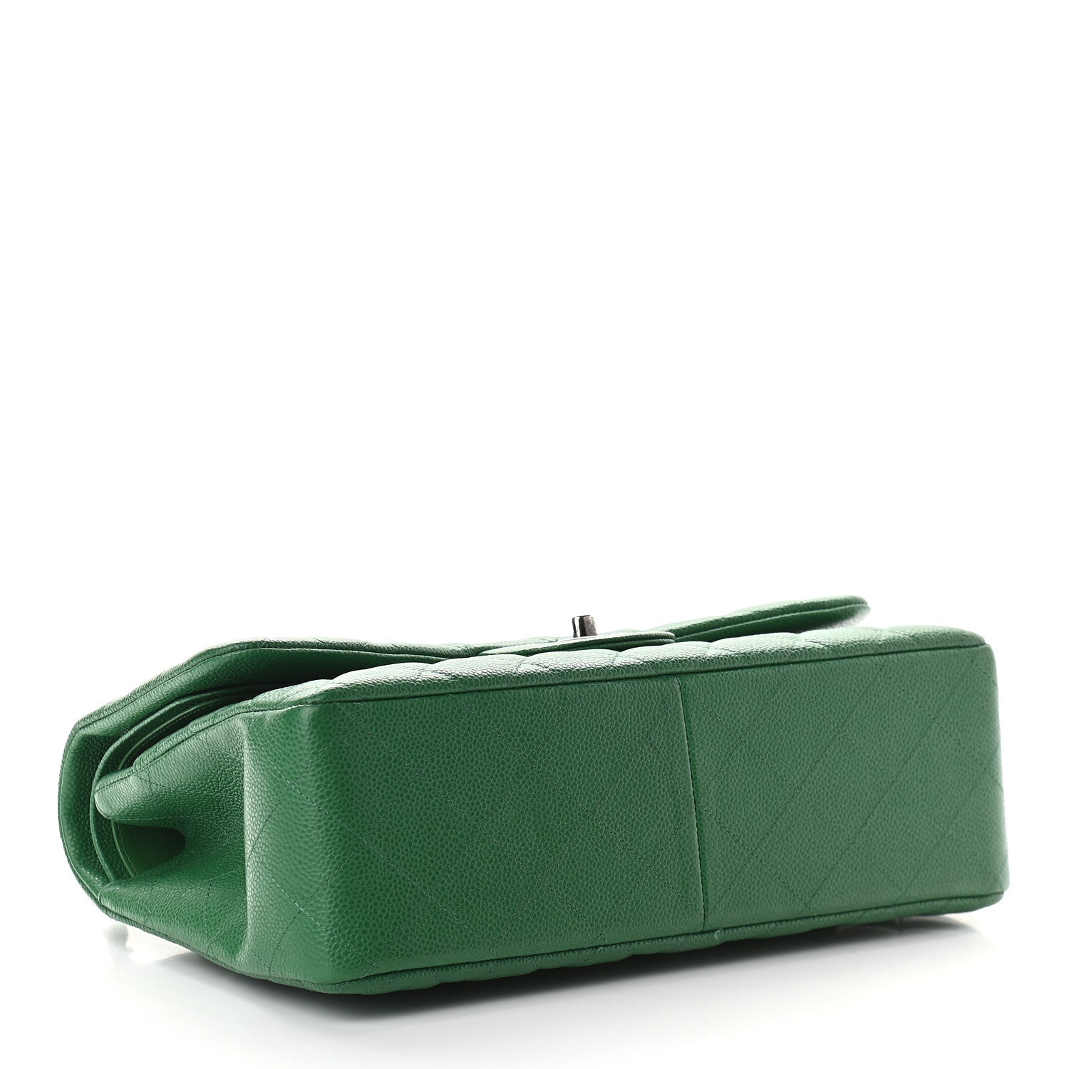 Chanel Caviar Quilted Jumbo Double Flap Green 4 of 9