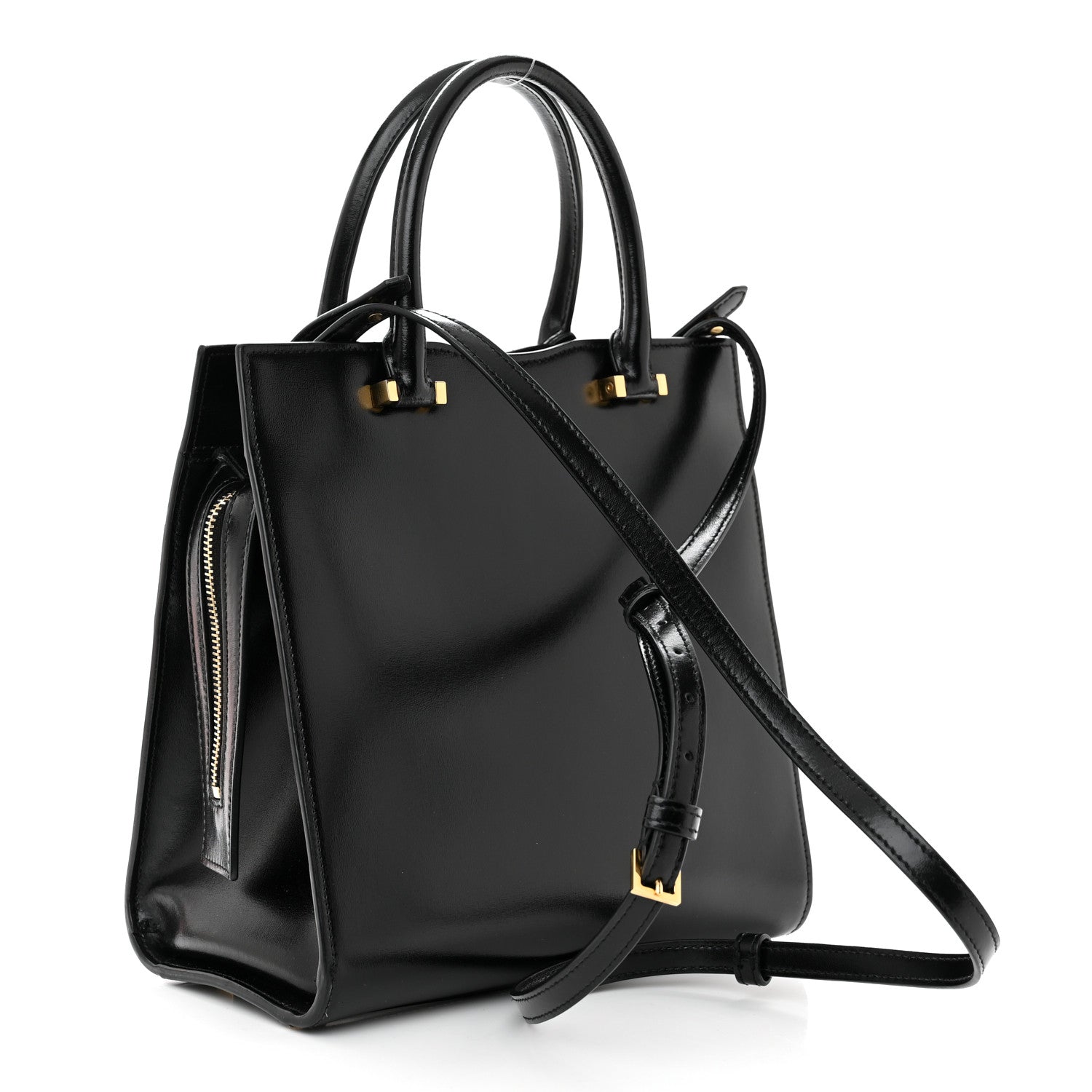 Saint Laurent SAINT LAURENT Shiny Calfskin Small Uptown Tote Black 3 of 10