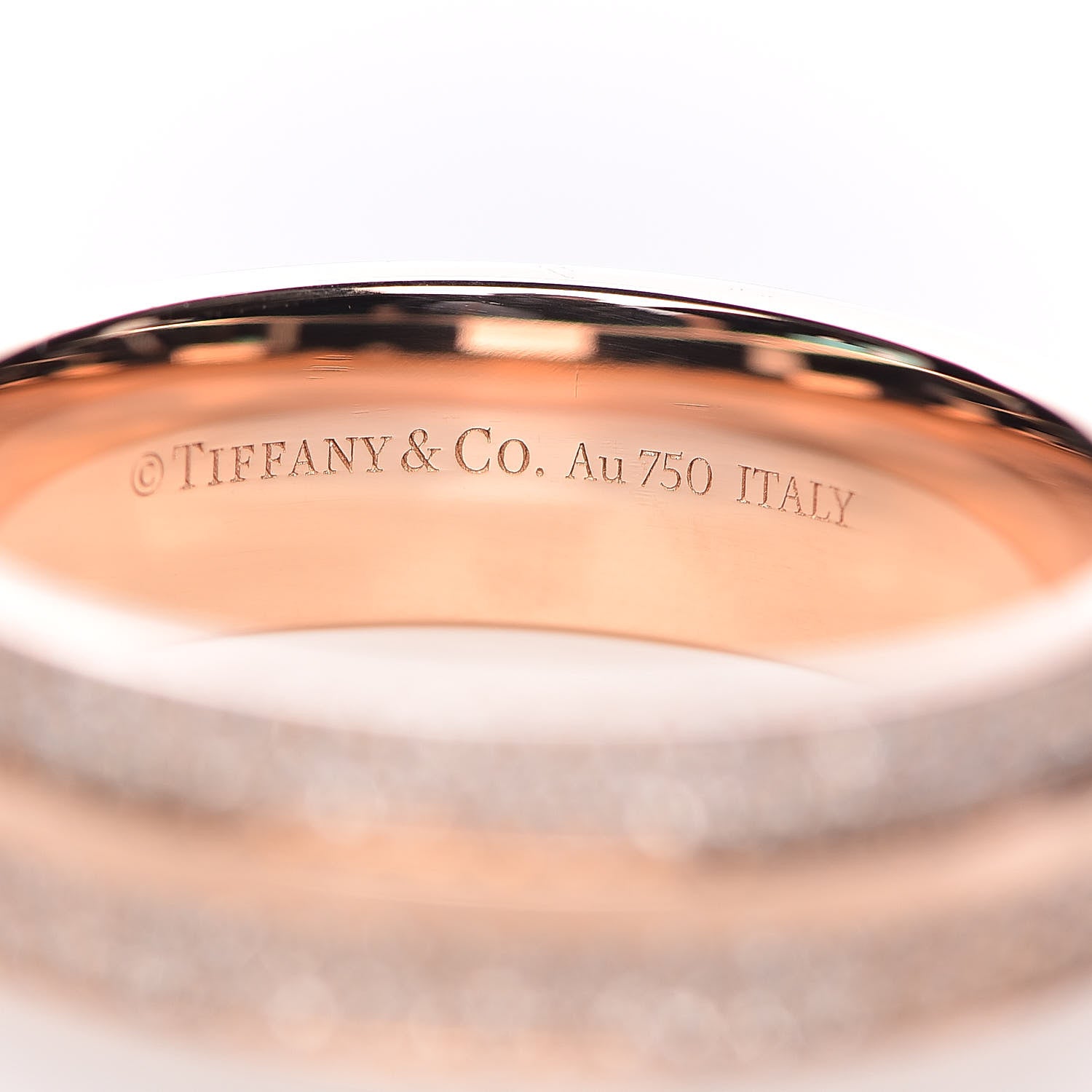 Tiffany 18K Rose Gold Diamond T Two Band Ring 58 8.5 4 of 5