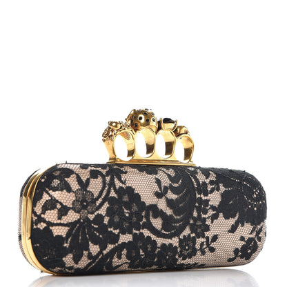 Alexander McQueen Lace Knuckle Duster Clutch Black Beige 3 of 9