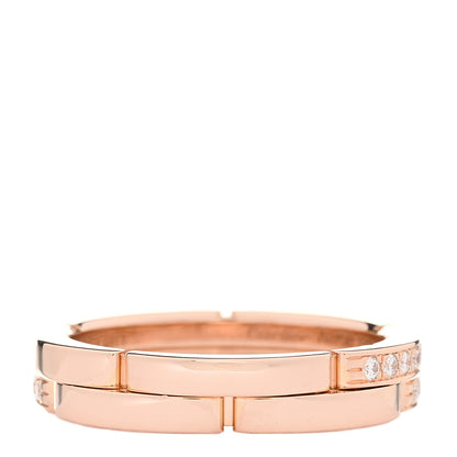 Cartier 18K Pink Gold Diamond Maillon Panthere 2 Half Rows Ring 53 6.5 3 of 4