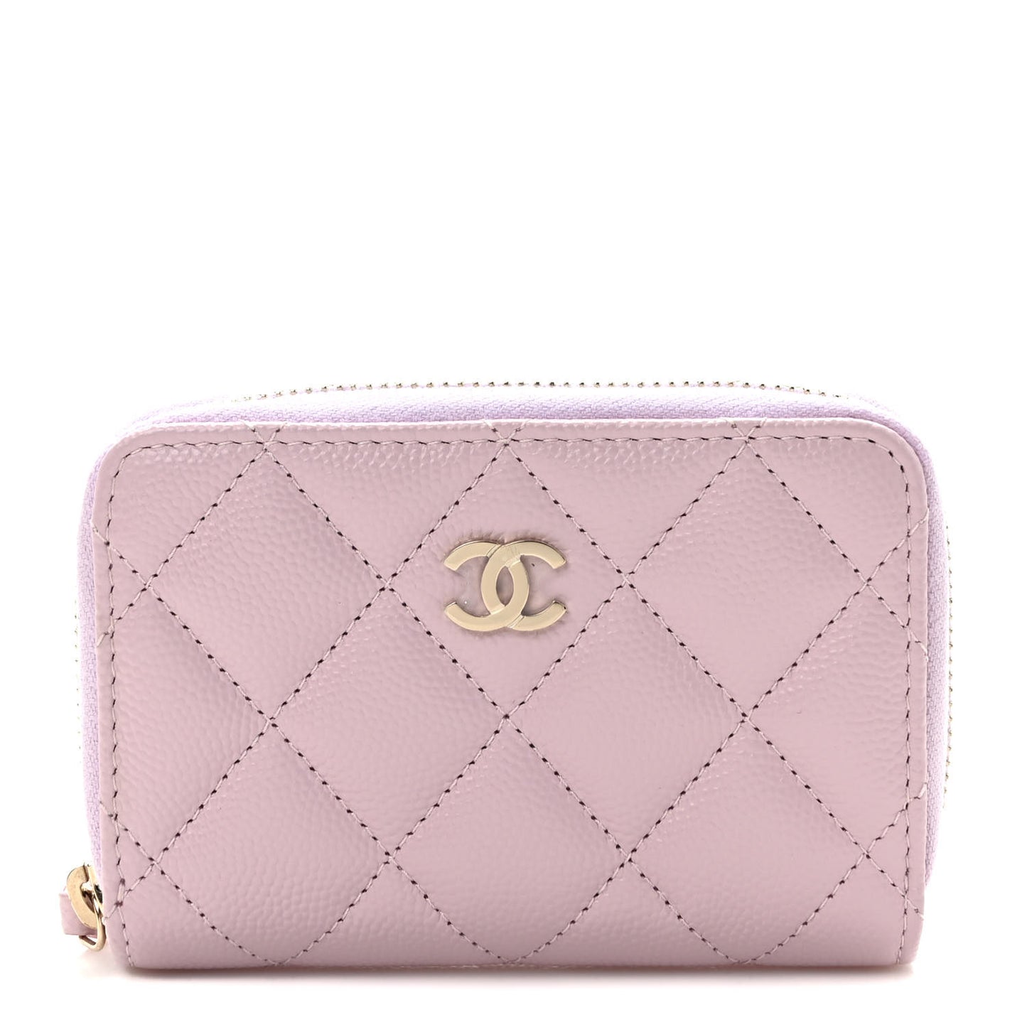 Caviar Quilted Zip Coin Purse Light Pink