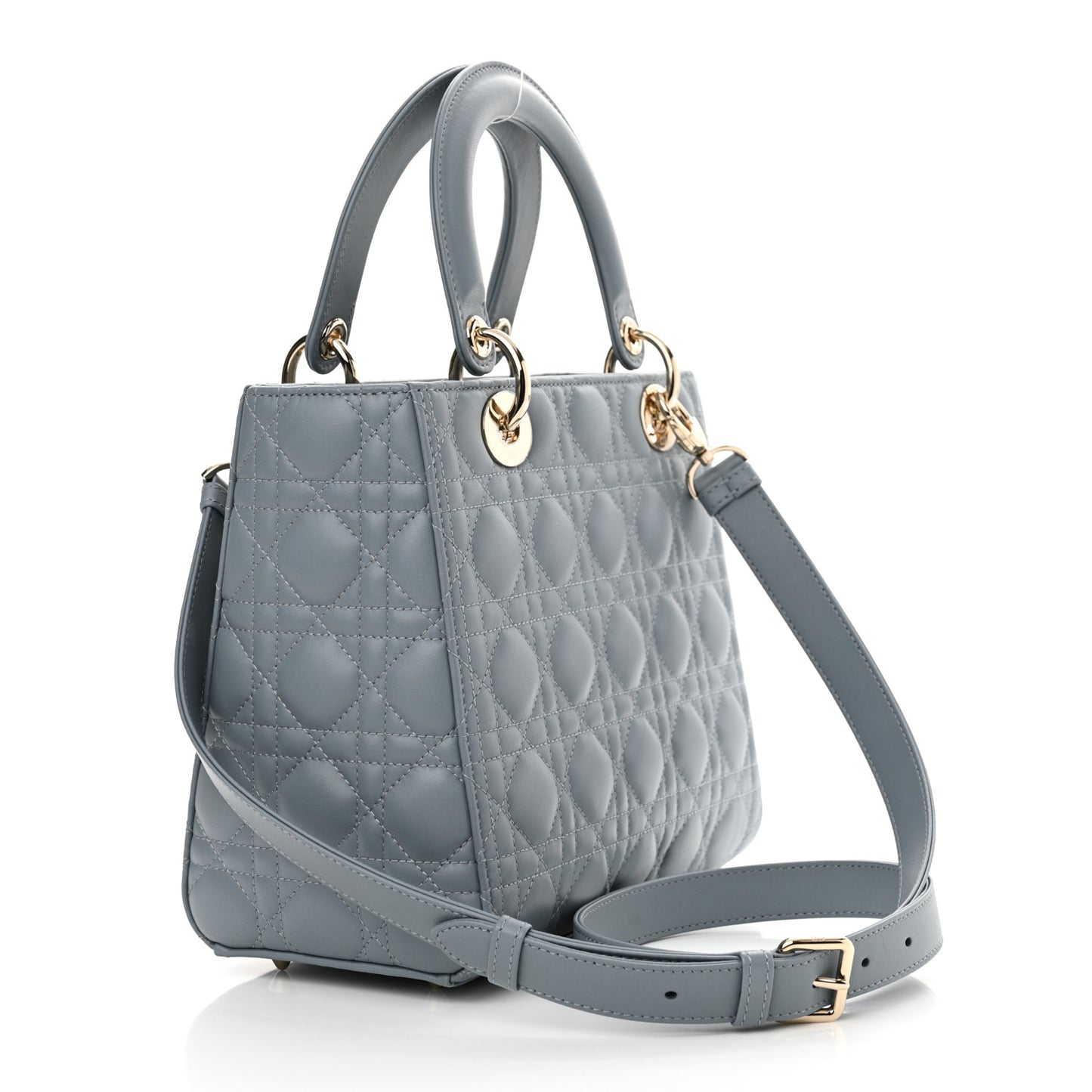 Lambskin Cannage Medium Lady Dior Cloud Blue