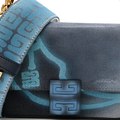 Givenchy x Chito Graffiti Effect Canvas Leather Small 4G Shoulder Bag Steel Blue 7 of 9