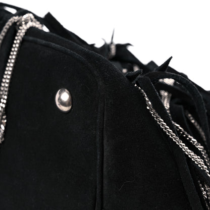 Saint Laurent Suede Calfskin Medium Emmanuelle Chain Fringe Bucket Bag Black 10 of 12