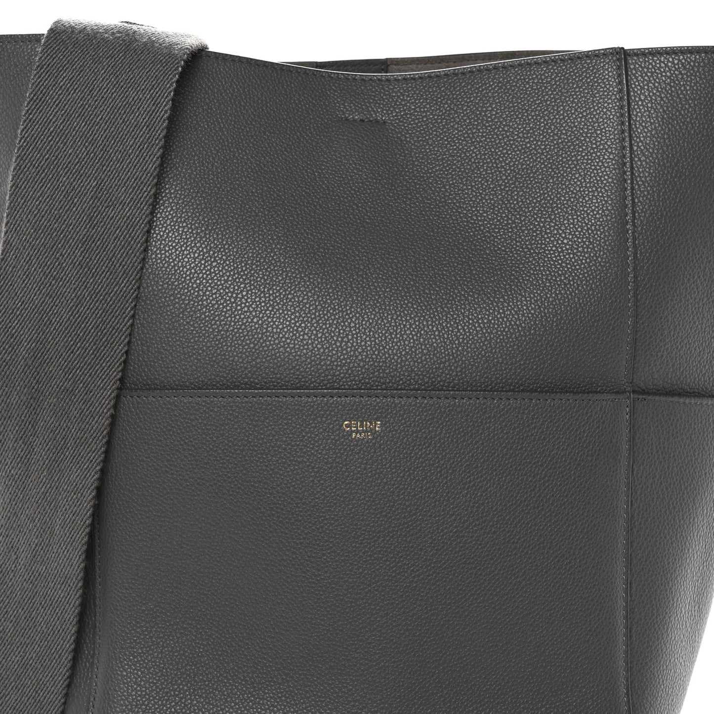 Soft Grained Calfskin Sangle Bucket Bag Grey