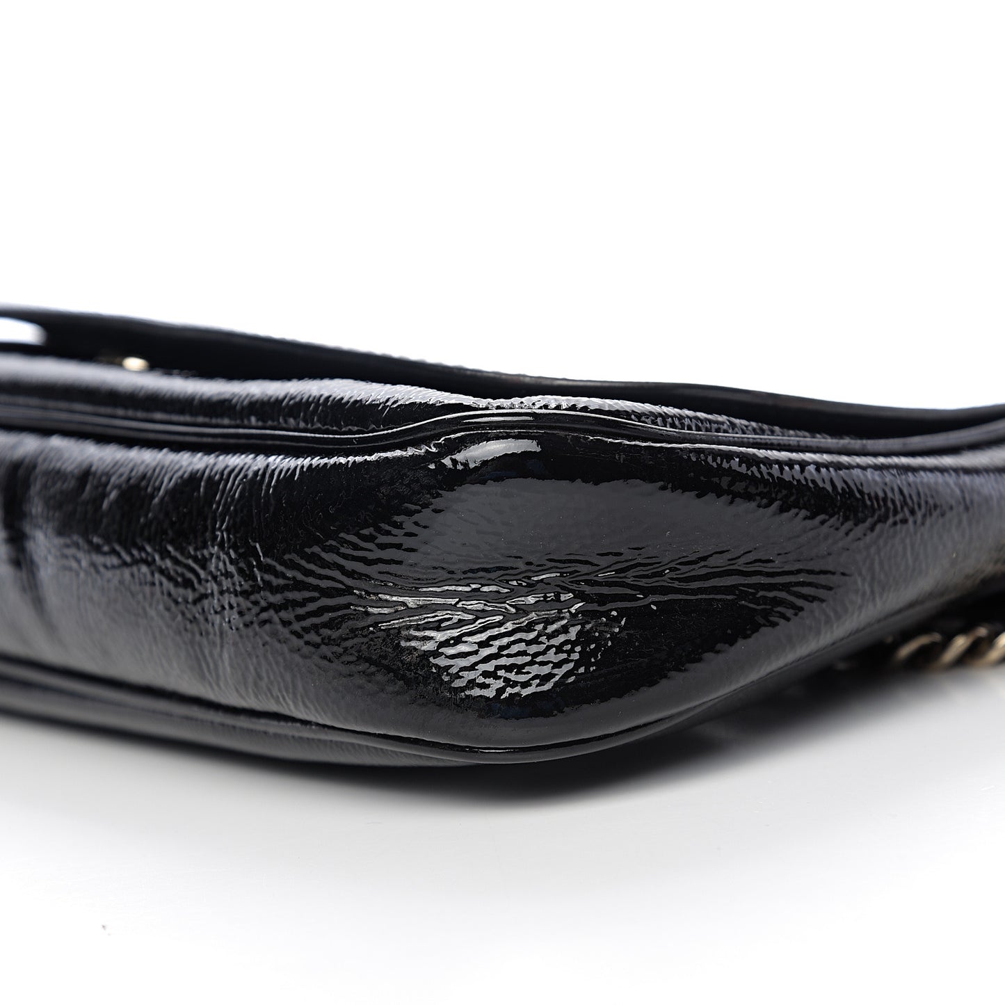 Patent Medium Soho Flap Crossbody Black