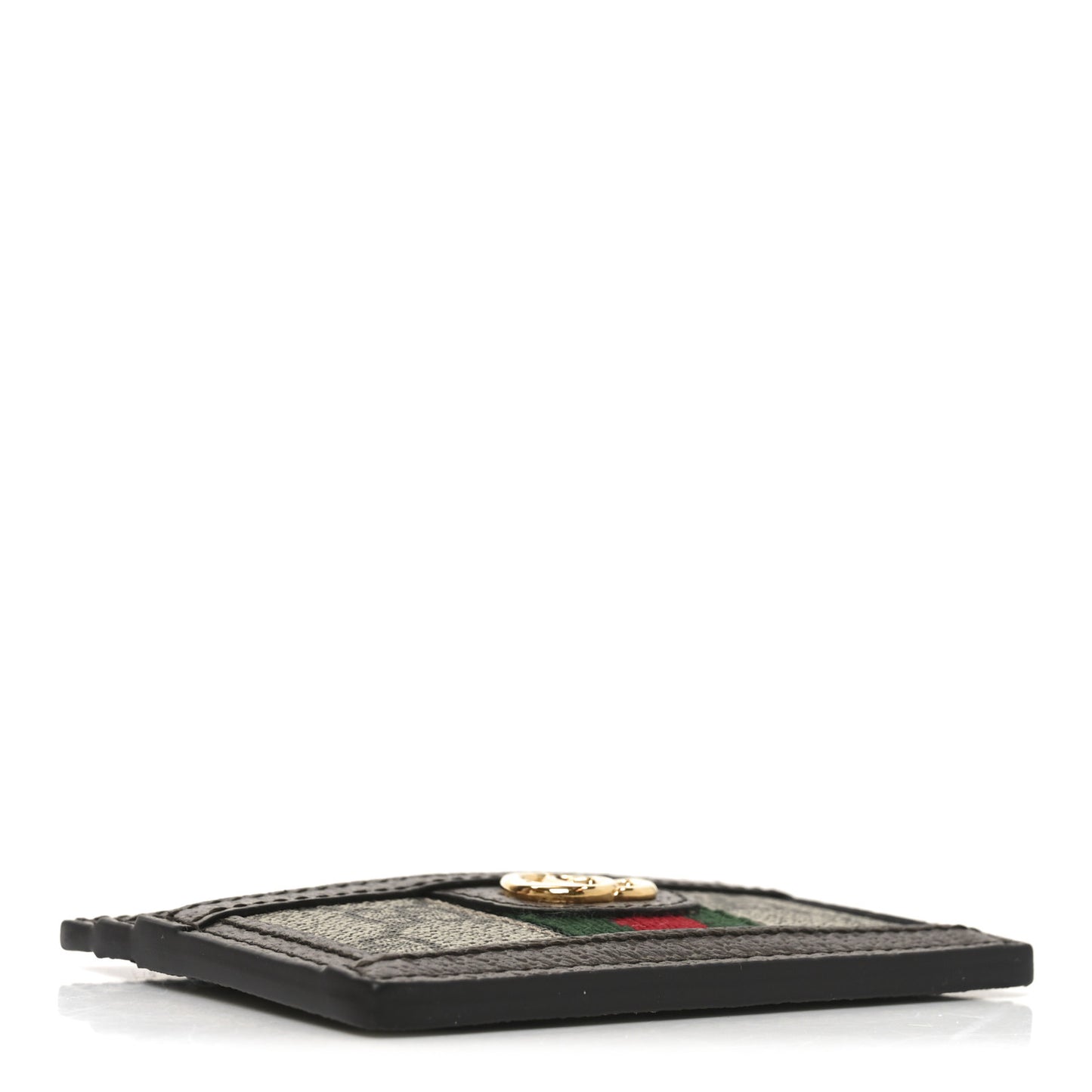 GG Supreme Monogram Textured Dollar Calfskin Ophidia Card Holder Beige Ebony New Acero