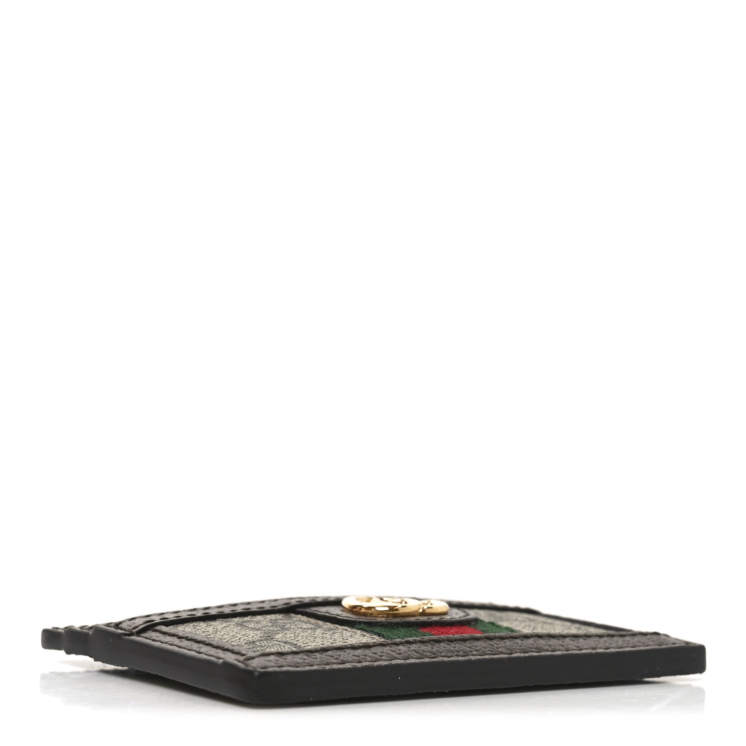 Gucci GG Supreme Monogram Textured Dollar Calfskin Ophidia Card Holder Beige Ebony New Acero 4 of 7