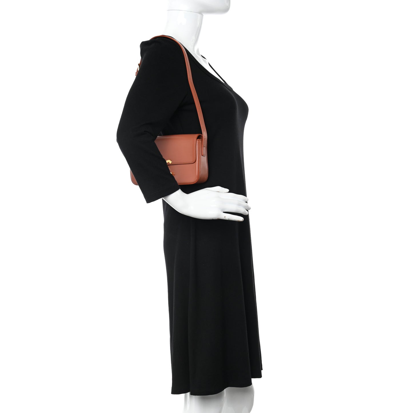 Shiny Calfskin Triomphe Shoulder Bag Terracotta