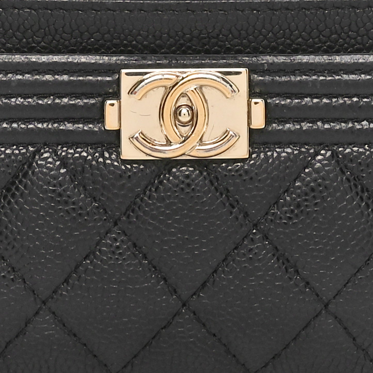 Caviar Quilted Zip Card Holder Black
