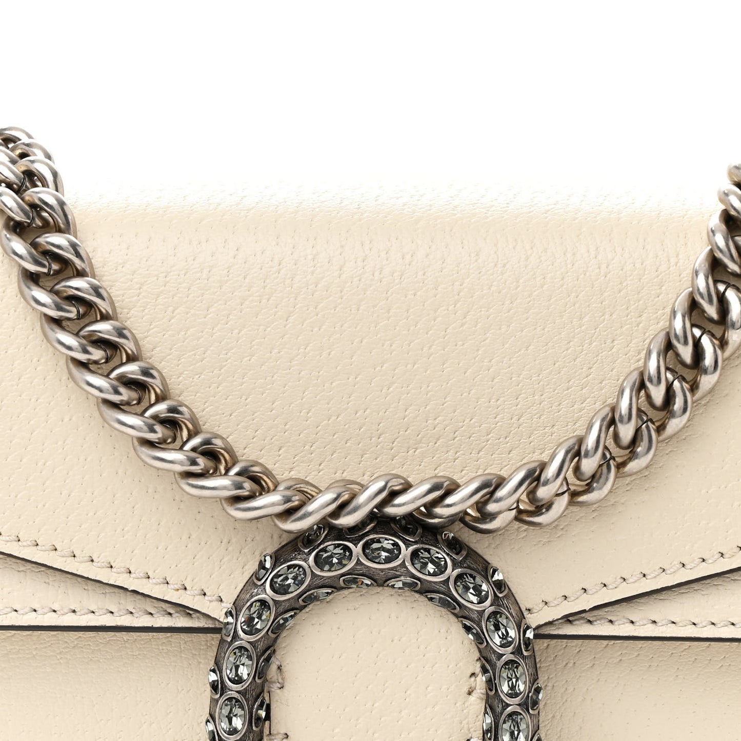 Textured Calfskin Crystal Mini Dionysus Shoulder Bag Mystic White