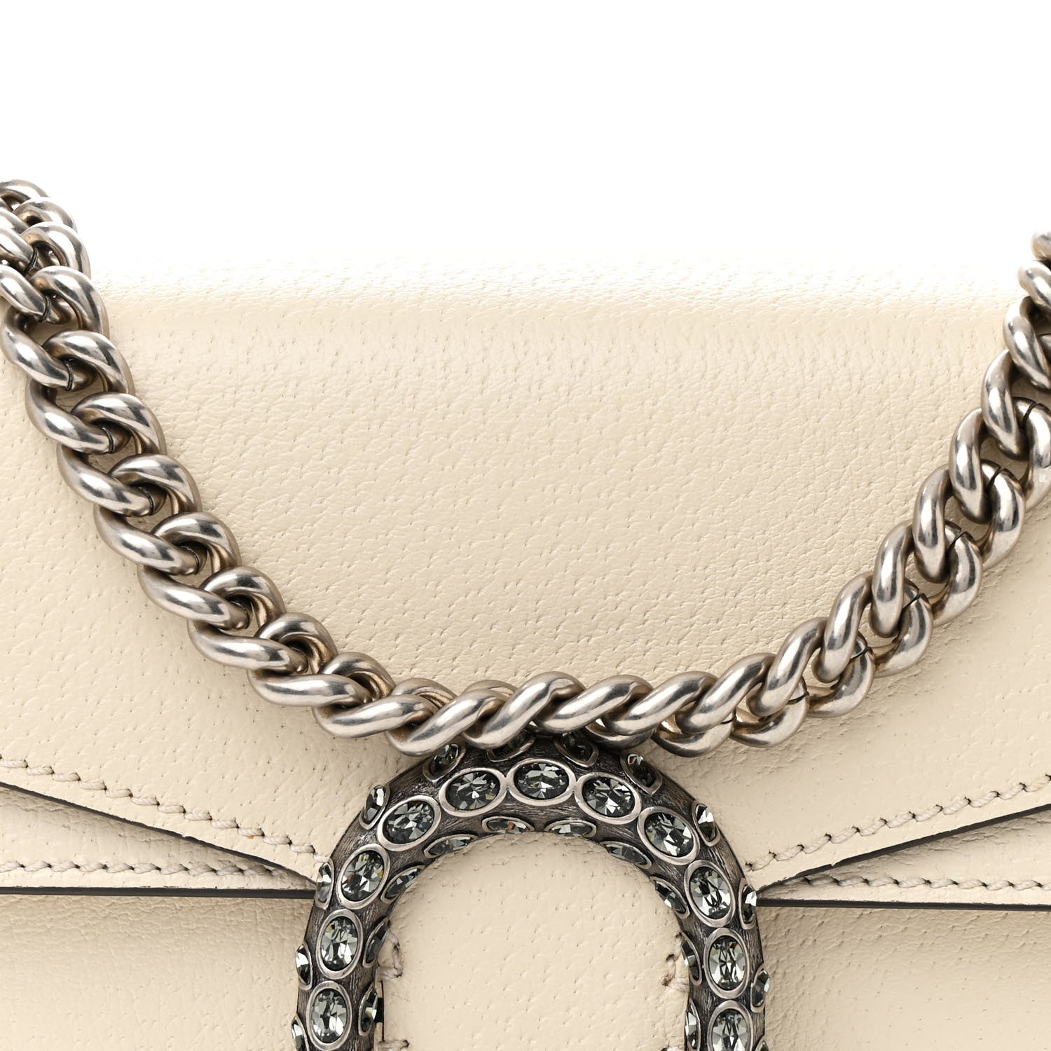 Gucci Textured Calfskin Crystal Mini Dionysus Shoulder Bag Mystic White 8 of 12
