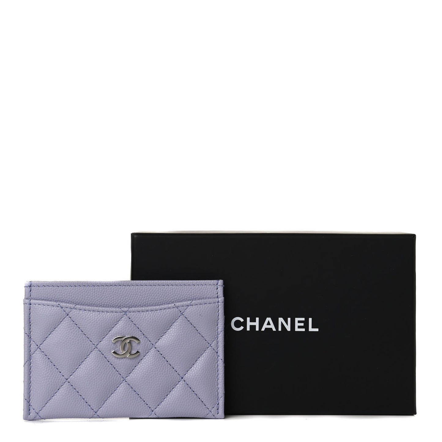 Caviar Quilted Card Holder Light Purple