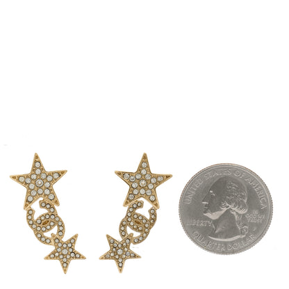 Chanel Crystal Star CC Earrings Gold 2 of 5