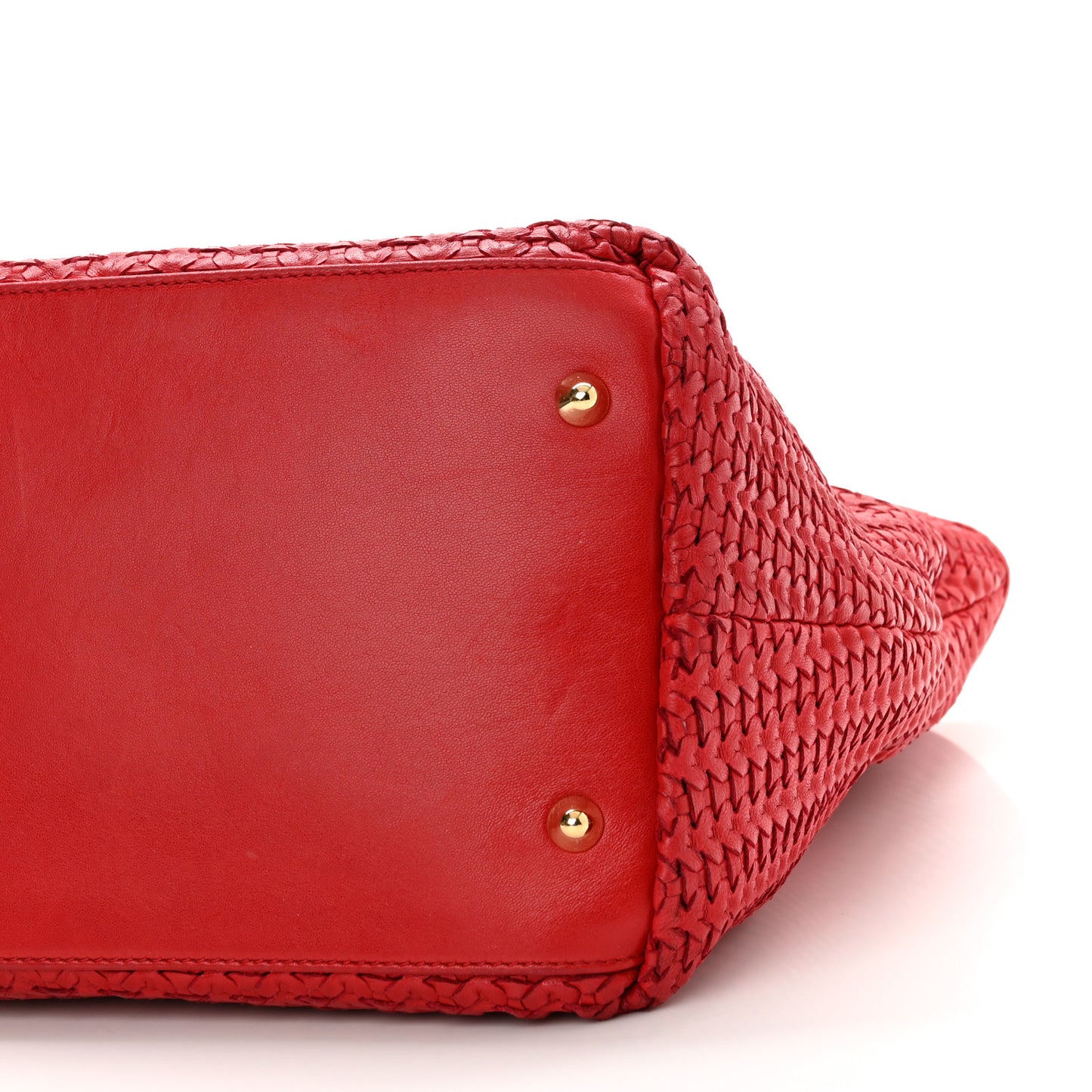 Lambskin Woven Lady Dior Shopping Tote Red