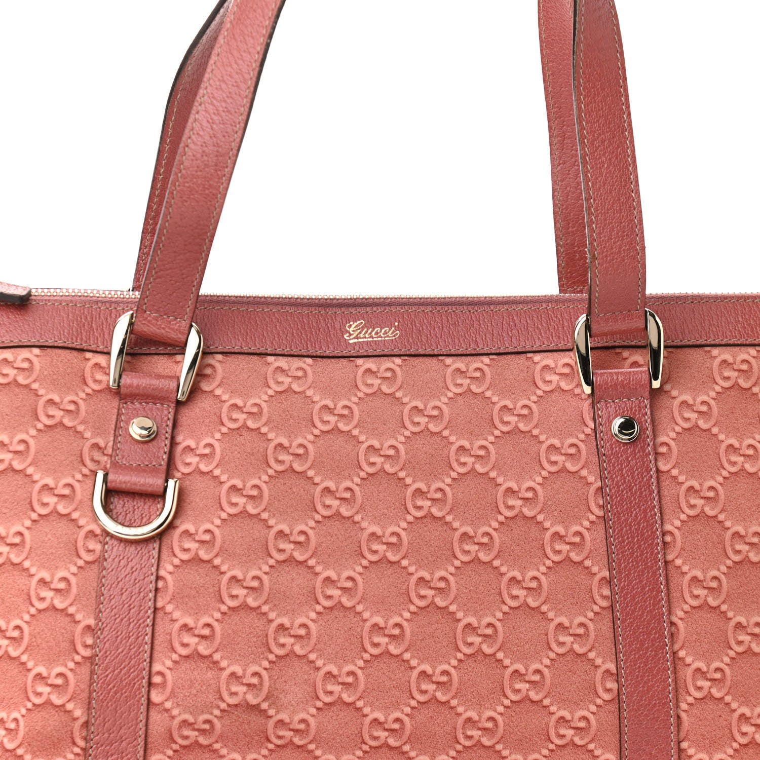 Gucci Suede Guccissima Medium Abbey Tote Pink 8 of 10