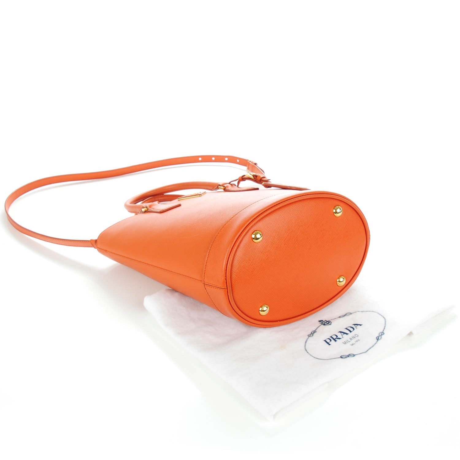 Prada Saffiano Lux Bucket Tote Papaya 4 of 8