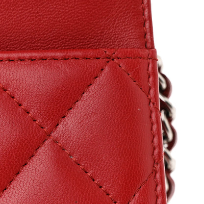 Chanel Lambskin Quilted Wallet On Chain WOC Red 14 of 15