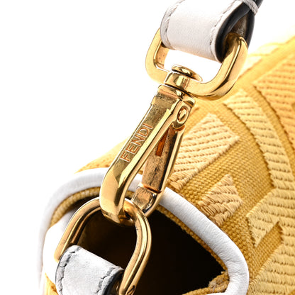 Fendi X SARA COLEMAN Canvas Vitello King Seta FF Fish Eye Embroidered Baguette Mostarda White Ice 12 of 15