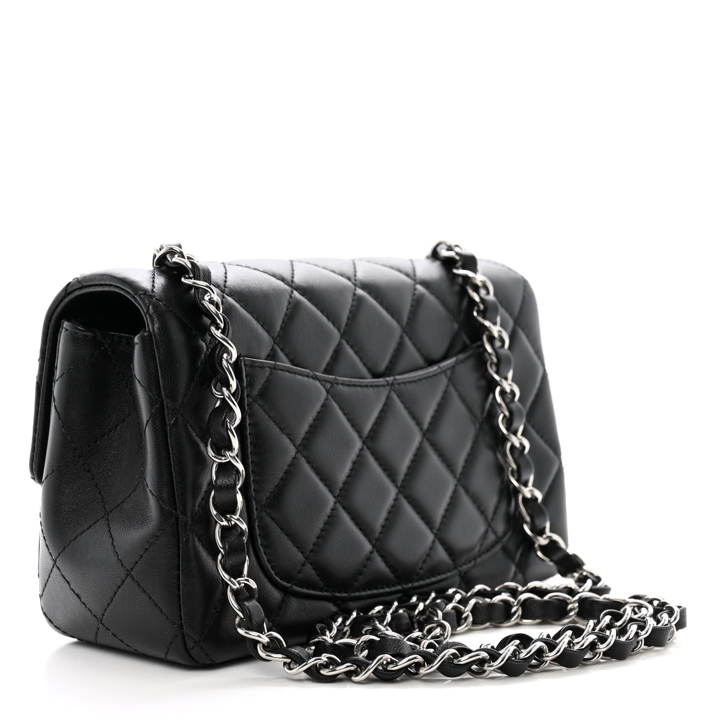 Lambskin Quilted Mini Rectangular Flap Black