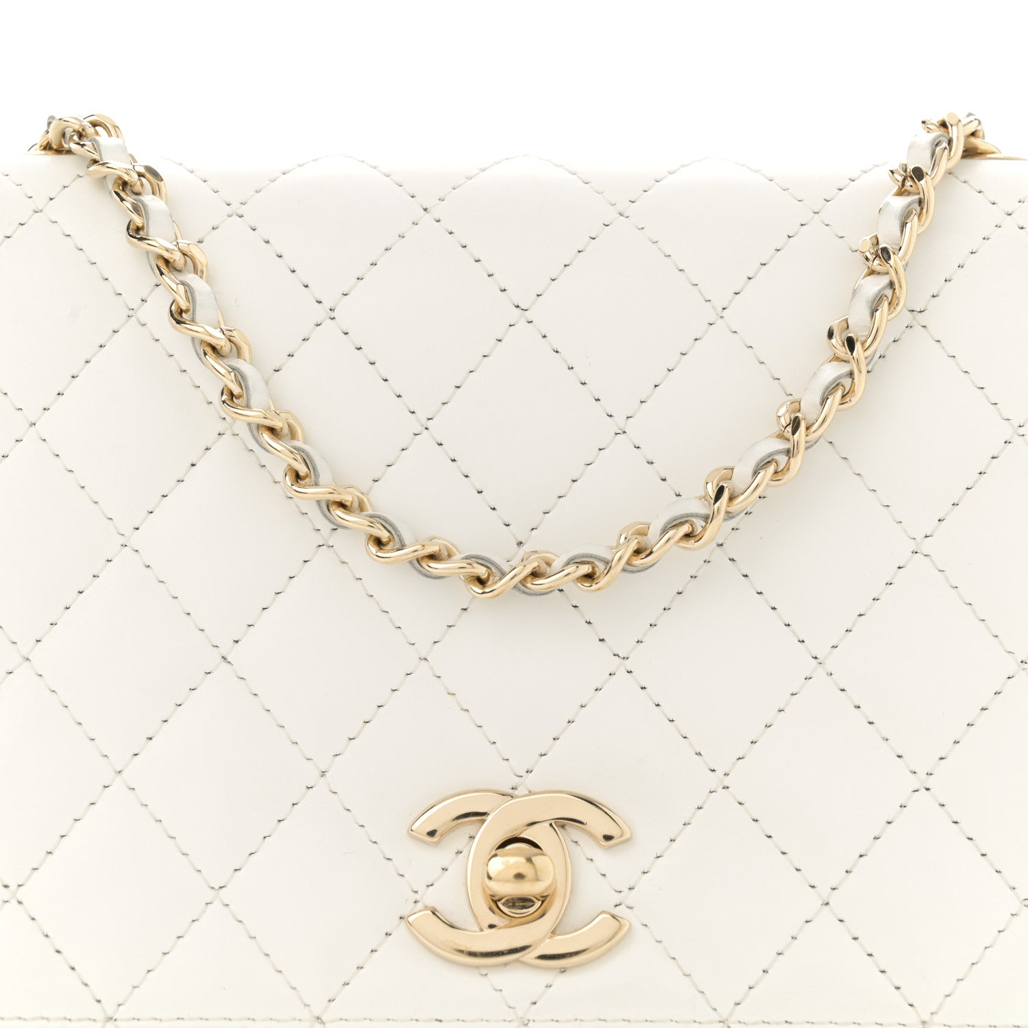 Chanel Glazed Calfskin Stitched Mini Square Flap White 8 of 14