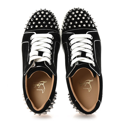 Christian Louboutin Suede Womens Louis Junior Spikes Flat Sneakers 35 Black 2 of 9