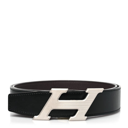 Hermes Box Togo 32mm H Speed Belt 85 34 Black Chocolate Gris Clair 1 of 7