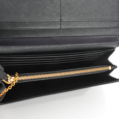Prada Saffiano Metal Continental Flap Wallet Nero Black 5 of 7