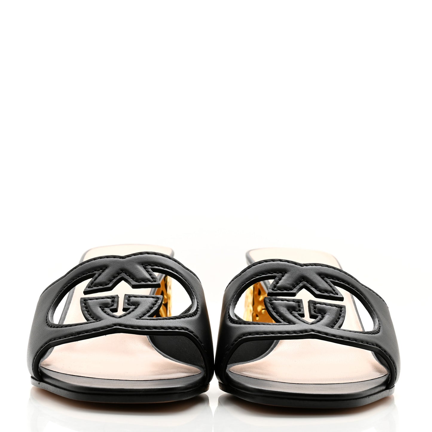 Cosmos Softy Calfskin Interlocking G Cut Out 55mm Slide Sandals 41.5 Black
