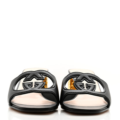Gucci Cosmos Softy Calfskin Interlocking G Cut Out 55mm Slide Sandals 41.5 Black 2 of 9