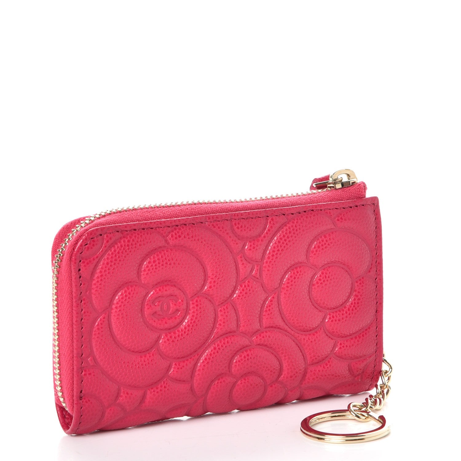 Chanel Caviar Camellia Embossed Key Holder Case Fuchsia 3 of 8
