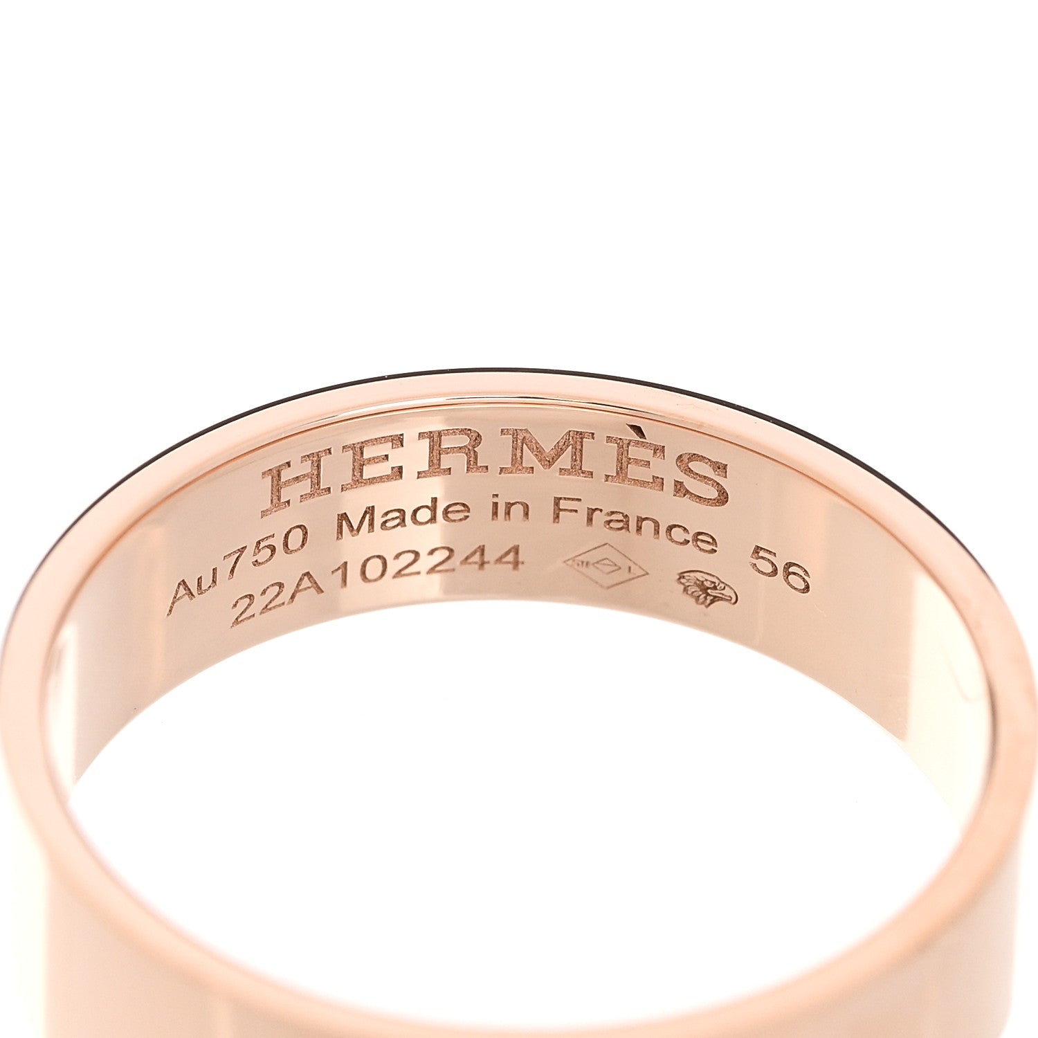 Hermes 18K Rose Gold Diamond PM H D'Ancre Ring 56 7.75 4 of 5