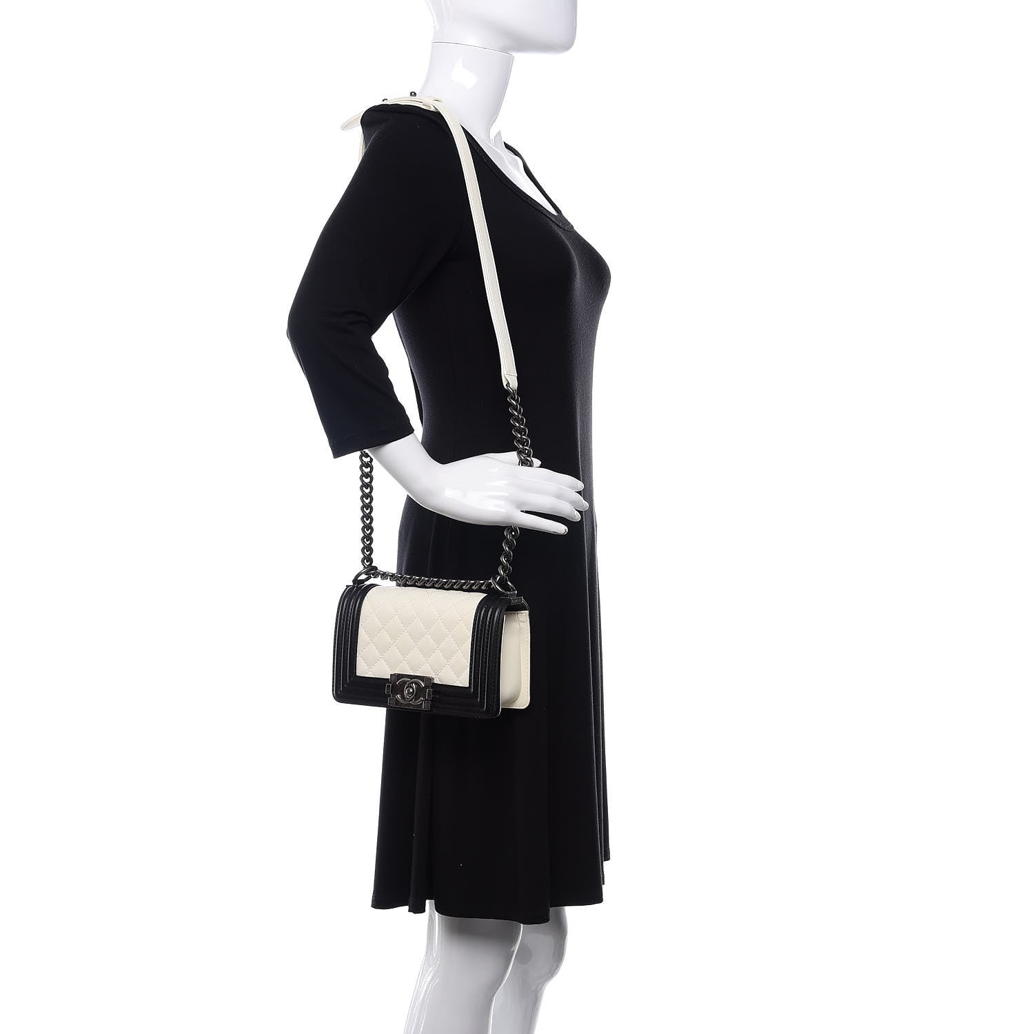 Chanel Calfskin Quilted Small Boy Flap Black Ivory 2 of 11
