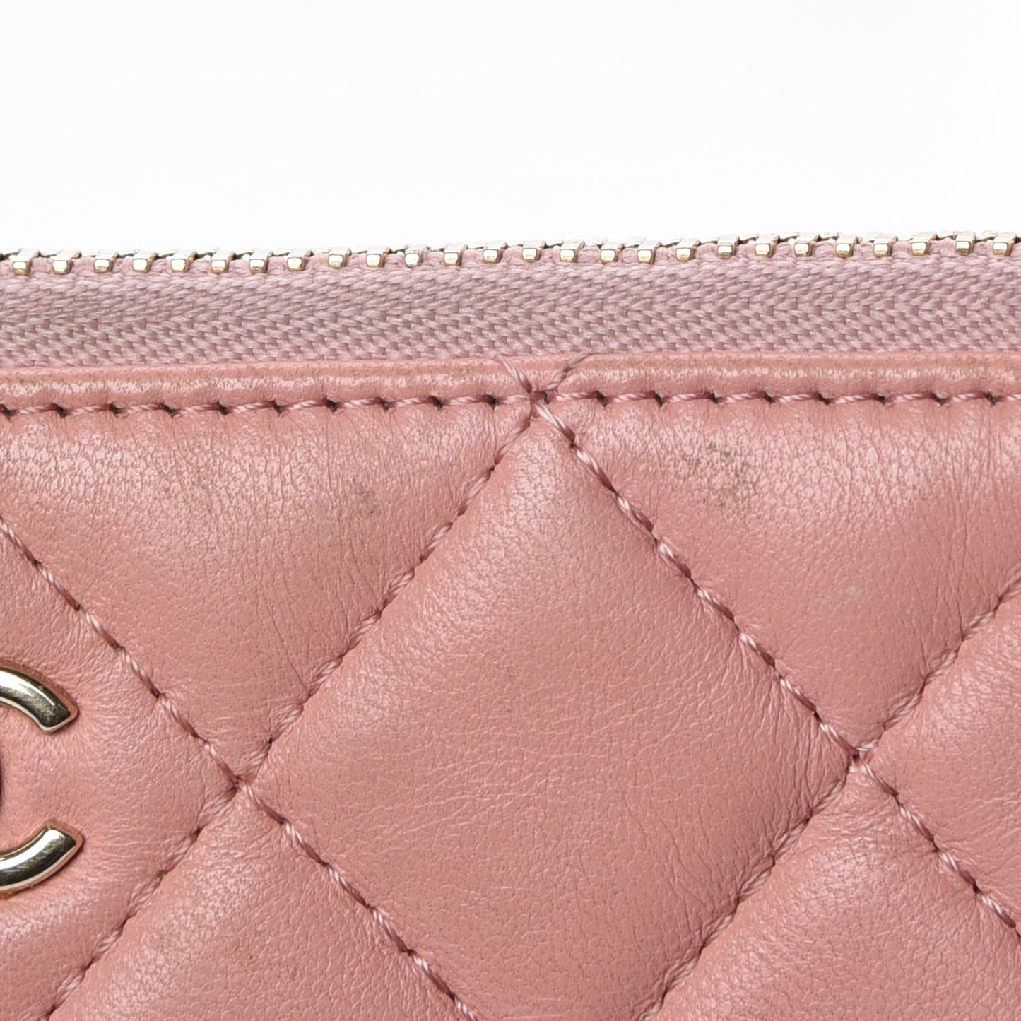 Lambskin Quilted Small Cosmetic Case Pink