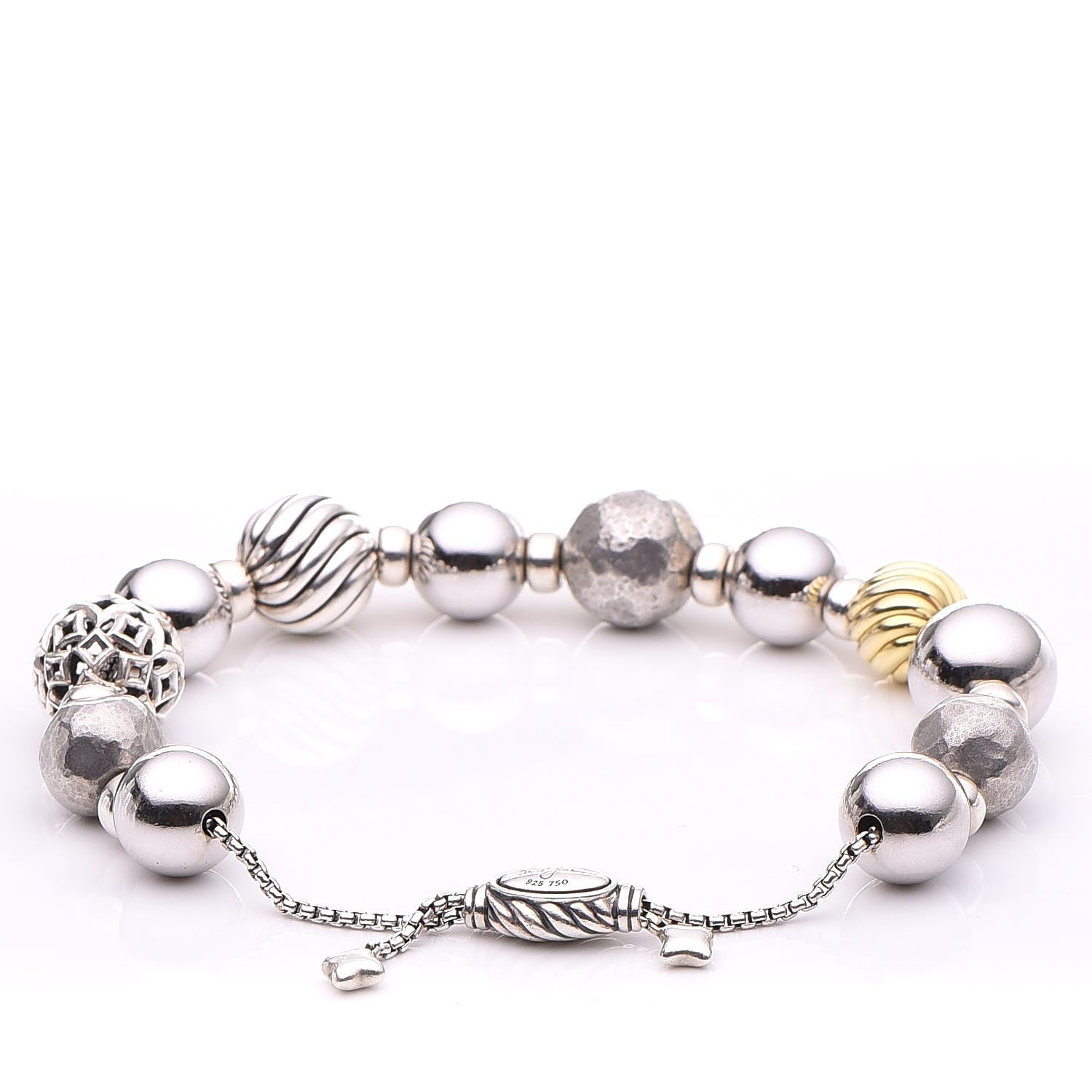 David Yurman Sterling Silver 18K Yellow Gold 12-14mm Elements Bracelet 5 of 5