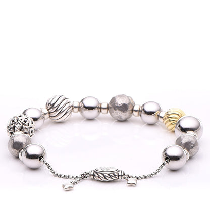 David Yurman Sterling Silver 18K Yellow Gold 12-14mm Elements Bracelet 5 of 5